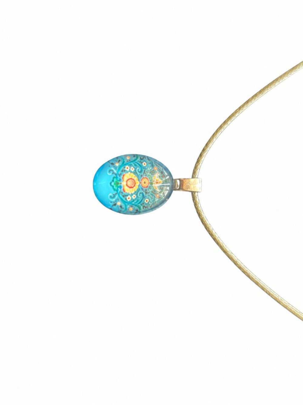 Handmade Turquoise Mandala Pendant Necklace NWT Boho Art Jewelry Gift
